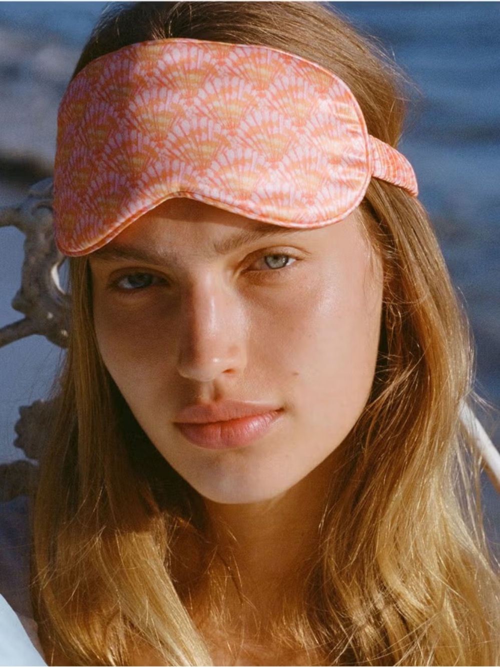 Slip Pure Silk Sleep Mask Nautilus Peach orange pink Seashell